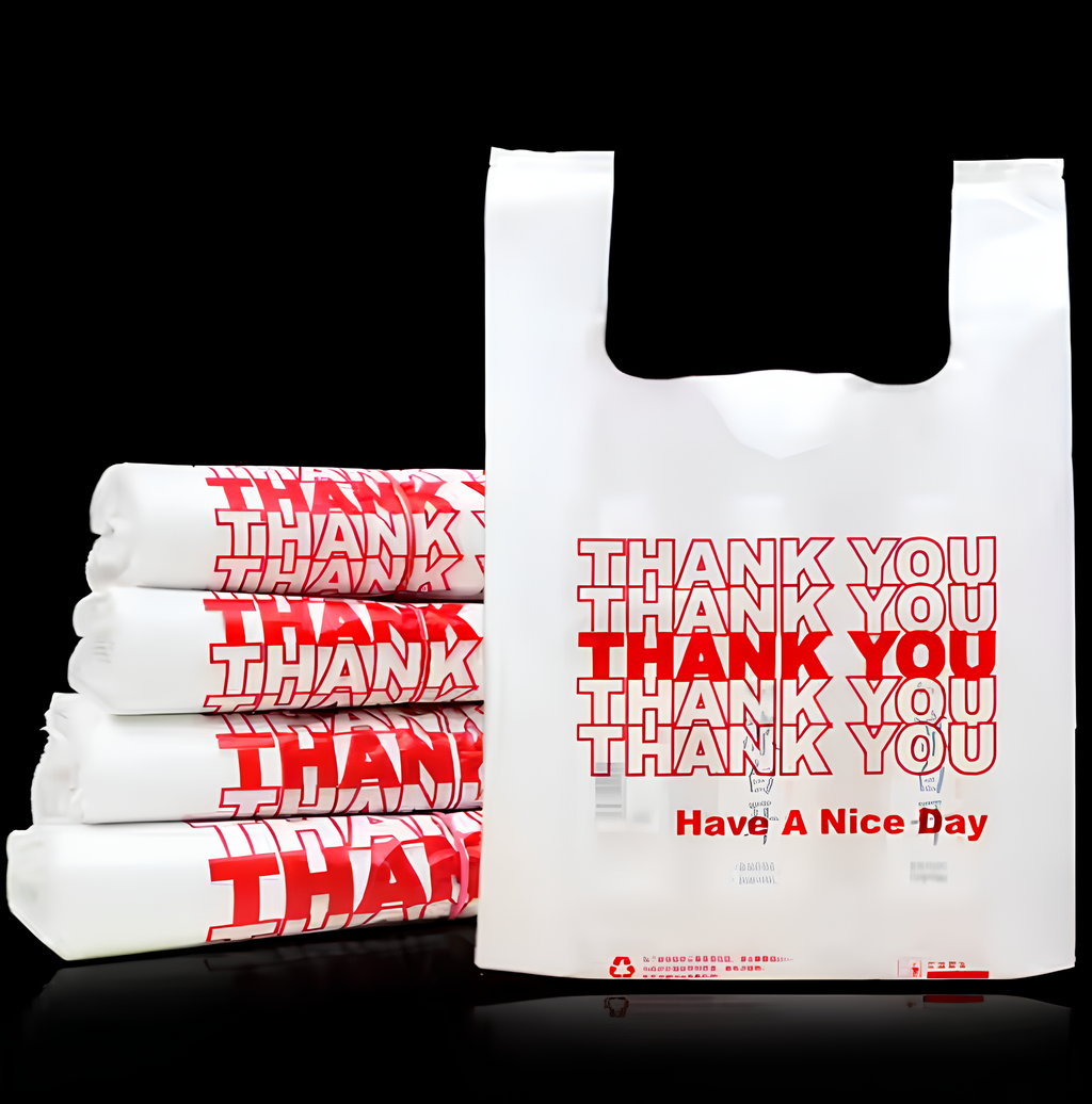 1000 pcs White Plastic Thank You Bags