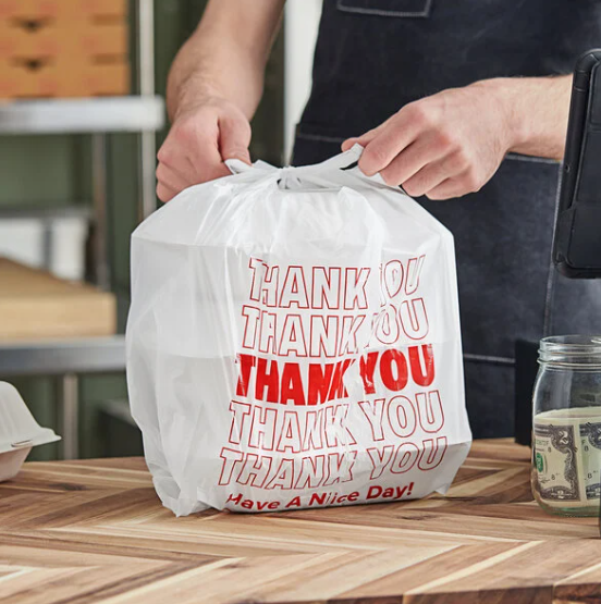 1000 pcs White Plastic Thank You Bags