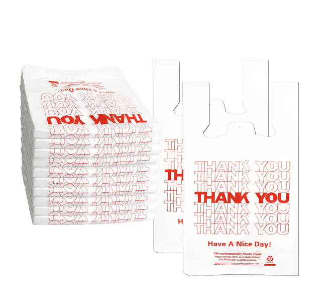1000 pcs White Plastic Thank You Bags
